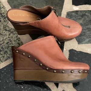 Marc Fisher Cognac Wedge Clog Mule
